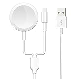 2 in 1 Watch Ladekabel, Magnetisches Ladekabel auf USB, 1 M Ladegerät Charging Cable, kompatibel mit iPhone und Watch Series 6/5/4/3/2/1, Weiß