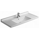 Duravit Starck 3 Möbelwaschtisch 105 cm Breite weiß | mit 1 Hahnloch | mit Überlaufschutz | Wandwaschtische aus Sanitärkeramik | Waschbecken mit Befestigungsmateriale zur Wandmontag