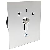 geba US 1-2T/1 Unterputz Einbau Schlüsselschalter Schlüsseltaster DIN Profilhalbzylinder 2Taster 3 Schlüssel Aluminium Frontplatte Silber einbruchhemmend IP54 Antrieb Garagentor Tür Tor Schranke M