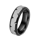 ANAZOZ Ring Unisex 6MM Bandring Werwolf Matt Schwarz Edelstahl Paarring Herren Ring Größe 54 (17.2) bis 65 (20.7)