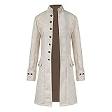 NUSGEAR Herren Halloween Retro Stehkragen Strickjacke Knöpfe Windjacke Jacke Mantel Gothic Mittelalter Frack Jacke Halloween Kostüme für Männer, Steampunk Vintage Vik
