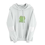 Damen Kawaii Frosch Drucken Hoodie Kapuzenpullover Langarm Kapuzenpulli Mädchen Casual Kapuzen Sweatshirt Pullover Bauchfreie Crop Tops Oberteile Blusen Langarmshirt Pulli Einfarbig Tops Streetw