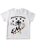 Mikalino Baby/Kinder T-Shirt mit Spruch für Jungen Mädchen Unisex Kurzarm Meine erste EM | handbedruckt in Deutschland, Farbe:Weiss, Grösse:80-86