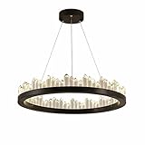 SSMDYLYM Moderne Runde LED Pendelleuchte Glanz Kristall Pendelleuchte Wohnzimmer Matte Black Metal SUPPEND LAMP Hängen Lampe (Size : D100)