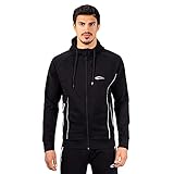 SMILODOX Herren Full Zip Hoodie Nightfall - Slim fit Langarm Oberteil mit Kapuze und Reißverschluss, Größe:L, Color:Schw