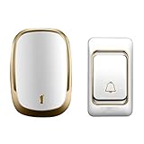 ZZKDBS Drahtlose Türklingel Wasserdichte Batterie Taste 300M Reichweite Smart Digital Haustürklingel 36 Glockenspiel 4 Volumen US EU UK Stecker (Color : Gold)