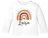 SpecialMe® Baby Langarmshirt Name Bedruckt Motiv Regenbogen personalisierbare Geschenke Mädchen Jungen Bio-Baumwolle Mädchen weiß 92/98 (16-24-Monate)