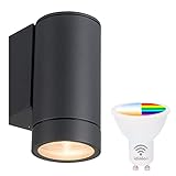proventa® WallTube Außenleuchte anthrazit IP44 inkl. Smart Home Spot RGBW