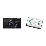 Sony RX100 IV Premium Kompakt Digitalkamera (21 MP, 7,6 cm (3 Zoll) Display, 1 Zoll Sensor, 24-70 mm F1.8-2.8 Zeiss Objektiv, 4K) schwarz & NP-BX1 Li-Ion Akku (Typ X, 3,6V, 1240mAh) für Cyber-S
