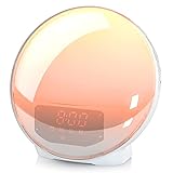 Wake Up Licht Lichtwecker,Sonnenaufgang Sonnenuntergang Simulation Vier Wecker mit Snooze Funktion , 7 Farben und 6 Natürlichen Klängen, FM Radio, Schlafmodus,USB-Aufladung für Kinder & Erw