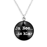SCHMUCKZUCKER Damen Kette mit Anhänger Spruch Motiv Ja Nee - is klar Silber Schwarz Weiß Schwarz - Großer Anhänger (25mm) - Kurze Kette (45cm)
