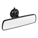 SLIIMU Auto Rückspiegel mit Saugnapf, 240mm Blendschutz Universal Innenspiegel, Weiß Glas Large Vision Weitwinkel Flacher Spiegel Montiert auf Windschutzscheibe für Car Auto SUV V