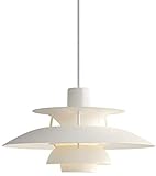 Pendelleuchte Weiss Aluminium Schatten Nordic Stil Pendellampe Esszimmer Esstisch Schlafzimmer Hängeleuchte Designer Vintage E27 Höhenverstellbar Innen Dekorativ Aufhängung Beleuchtung
