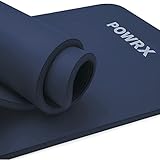 POWRX Gymnastikmatte Yogamatte Navy 183 x 60 x 1.5 cm inkl. Tragegurt & Tasche versch. Farben I Sportmatte Phthalatfrei, TÜV Süd geprüft, Matte hautfreundlich, Fitnessmatte, T