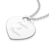 Herzkette mit Gravur Silber 925 für Namen Buchstabe Datum Initialen Liebes Geschenk für Freundin Ich liebe dich Herz Kette Gravur persönliche Schmuck Name Frauen Halskette p