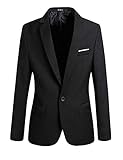 Herren Slim Fit Sakko Blazer EIN Slim Elegant Knopf Anzugjacke Fashion Fit Hochzeitsanzug Smoking Nner Klagejacke Sakko Langarm (Color : Schwarz, Size : 4XL)