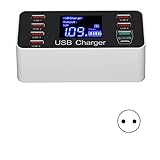 Deror 40W USB-Telefonladegerät mit 8 Ports Tragbares QC3.0 USB-C-Typ-C-Schnellladegerät für unterwegs(Europäischer Standard (100-240V))
