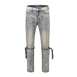 VooZuGn Herren Knie Denim Hosen Herrenmode Herren Jeans 2 Farb