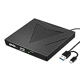 Externes Blu-Ray-DVD-Laufwerk, ROERIC USB 3.0 und Typ-C Blu-Ray-Brenner DVD-Brenner 3D Slim Optical Blu-Ray CD DVD Laufwerk Kompatibel mit Windows XP/7/8/10, MacOS für MacBook, Laptop, Desktop