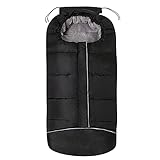 Furado Baby Einschlagdecke, Baby Schlafsack Winter Fußsack, Fußsack Kinderwagen Winterfußsack, Sicherer Pucksack für Babys 3-36 Monate, weicher Deluxe-Thermo-Fleece(Schwarz )