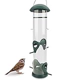 WILDLIFE FRIEND I 30cm Körner Vogelfutterspender grün - mit 4 Anflugplätzen, Vogel Futterstation, Futtersäule, Körner Wildvögel F