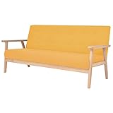 3-Sitzer-Sofa,Wohnzimmersofa,Wohnzimmermöbel,Gepolstertes Sofa,Mit Rückenlehne und Armlehnen,Für Wohnzimmer,Schlafzimmer,Büro, Wohnung,Familienunterhaltungszentrum,Empfangszimmer,Stoff Gelb