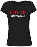 Shirtstreet24, BITE ME (Damon Only), Vampir Vampire Lady/Girlie Funshirt Fun T-Shirt, Größe: M,schw