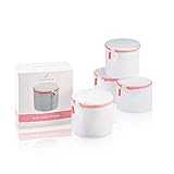 Lengenstein® 4er Set BH Wäschenetze für Waschmaschine Wäschebeutel mit Reißverschluss weich gepolstert mit rosa Naht Wäschesack Waschbeutel für Socken, BH's, Unterwäsche und D