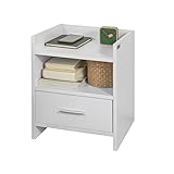 SoBuy® FBT66-W Nachttisch Nachtschrank Beistelltisch mit 1 Schublade und 2 Ablagen, weiß, BHT ca.: 38x45x35