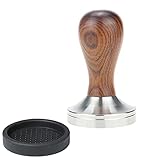 FONDUO Kaffee Tamper, 51mm/53 mm/58mm, formfeiner Echtholzgriff Espresso Tamper mit Silikonmatte, Espresso - Stempel, Kaffeemehlpresser, Solid Heavy, Edler Barista Style (51MM)