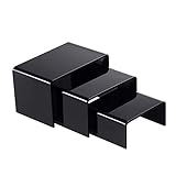 Generic 3Pcs/Set Acrylic Display Stand Jewelry Collectible Showcase Storage Rack Shelf Black