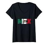 Damen México Liebe und MEX Mexikanische Flagge Mexico T-Shirt mit V