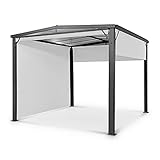 blumfeldt Pantheon Cortina Solid Sky Pergola Vordach Anbaupavillon, Regen- & Sonnenschutz, Blick- & Windschutz: 4 ausrollbare Seitenwände, Rahmen: Aluminium mit Pulverbeschichtung, 3 x 3 m, hellg