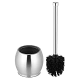 Toilettenbürste MaxDoux Klobürste Gebürsteter Edelstahl, klobürstenhalter Ohne Bohren, Toilettenbürste Edelstahl 304 WC Bürstengarnitur Toilet Brush, Inkl. Ersatzbürste (Schwarz)