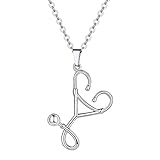Richsteel Silber Damen Kette mit Edelstahl Anhänger medizinische Stethoskop Arzt Krankenschwester Halskette für Damen und H