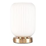 Pauleen 48193 Noble Purity Tischleuchte max. 20 Watt Weiß, Champagnergold Glas, Metall E27