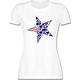 Länder Fahnen und Flaggen - Australien Stern - XXL - Weiß - Stern - L191 - Tailliertes Tshirt für Damen und Frauen T-S