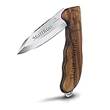 Victorinox Taschenmesser Hunter Pro Wood aus Holz mit Gravur I Geschenk für Männer Frauen I zum Geburtstag I Schweizer Taschenmesser personalisiert Griff Klinge (Gravur am Griff)