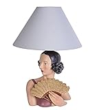 Büste Tischlampe Art Deco Frauenbüste Dame mit Fächer Leuchte Antik Skulptur Nachttischlampe cw109 Palazzo Exk