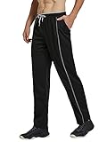 Gleeter Herren Athletic Sweatpants Open Bottom Jogger Loose Fit Laufhose mit Taschen, A-schwarz/grau, M