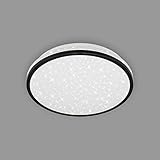 Briloner Leuchten - LED Deckenleuchte, Badleuchte, Badlampe inkl. Sternendekor, IP44, 12 Watt, 1.200 Lumen, 4.000 Kelvin, Weiß-Schwarz, 280x70mm (DxH)