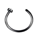 ZITENG CGBH 1 stück/los 6/8 / 10mm Punk Edelstahl Gefälschte Nase Ring C Clip Lippe Ring Ohrring Helix Turm Tragus Faux Septum Körper Piercing Schmuck (Main Stone Color : 10mm, Metal Color : Schwarz)