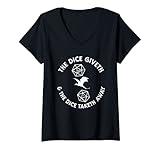 Damen D20 Würfel Giveth and Taketh Away Retro Dragon Nerdy RPG Gamer T-Shirt mit V