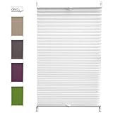 Deco4Me Klemmfix Plissee ohne Bohren - 70 x 220 cm, Weiß-Crush - Jalousien zum Klemmen - Klemmrollos, Faltrollos für Fenster ohne Bohren - Plissee zum Kleben - Raffrollo ohne B