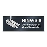 Metzler Edelstahl Hinweisschild Videoüberwachung in Anthrazit - Pulverbeschichtet RAL7016 matt - Türschild 'Hinweis Dieser Bereich ist Videoüberwacht' - Selbstklebend - Größe: 8,5 x 3