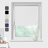 Buseu Verdunkelungrollo ohne Bohren Weiß 115 x 170cm (BxH), Klemmfix Thermorollo, Sichtschutz und Sonnenschutz Klemmrollo für Fenster & Tü