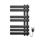 ESIP elektrischer Handtuchheizkörper,intelligenter Konstanttemperatur Handtuchheizer,450x720mm,mattschwarz, anthrazit,Handtuchtrockner,Temperatur einstellbar,energiesparender, Auslaufschutz (black)