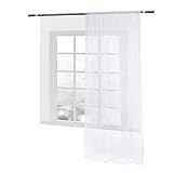 WOLTU VH5515ws, Gardinen Vorhang transparent mit Kräuselband Stores für Schiene Fensterschal Dekoschal Voile Wohnzimmer Landhaus 140x225 cm Weiß, (1 Stück)