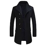 Allthemen Wintermantel Herren Lang Wolle Mantel Herren Schwarz Slim Fit Herrenmantel Business Mantel Wollmantel, Schwarz, XL