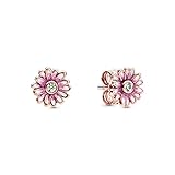 Pandora Rosafarbene Gänseblümchen Ohrringe in Roségold mit 14 Karat rosévergoldete Metalllegierung und Cubic Zirkonia Steinen aus der Pandora Moments C